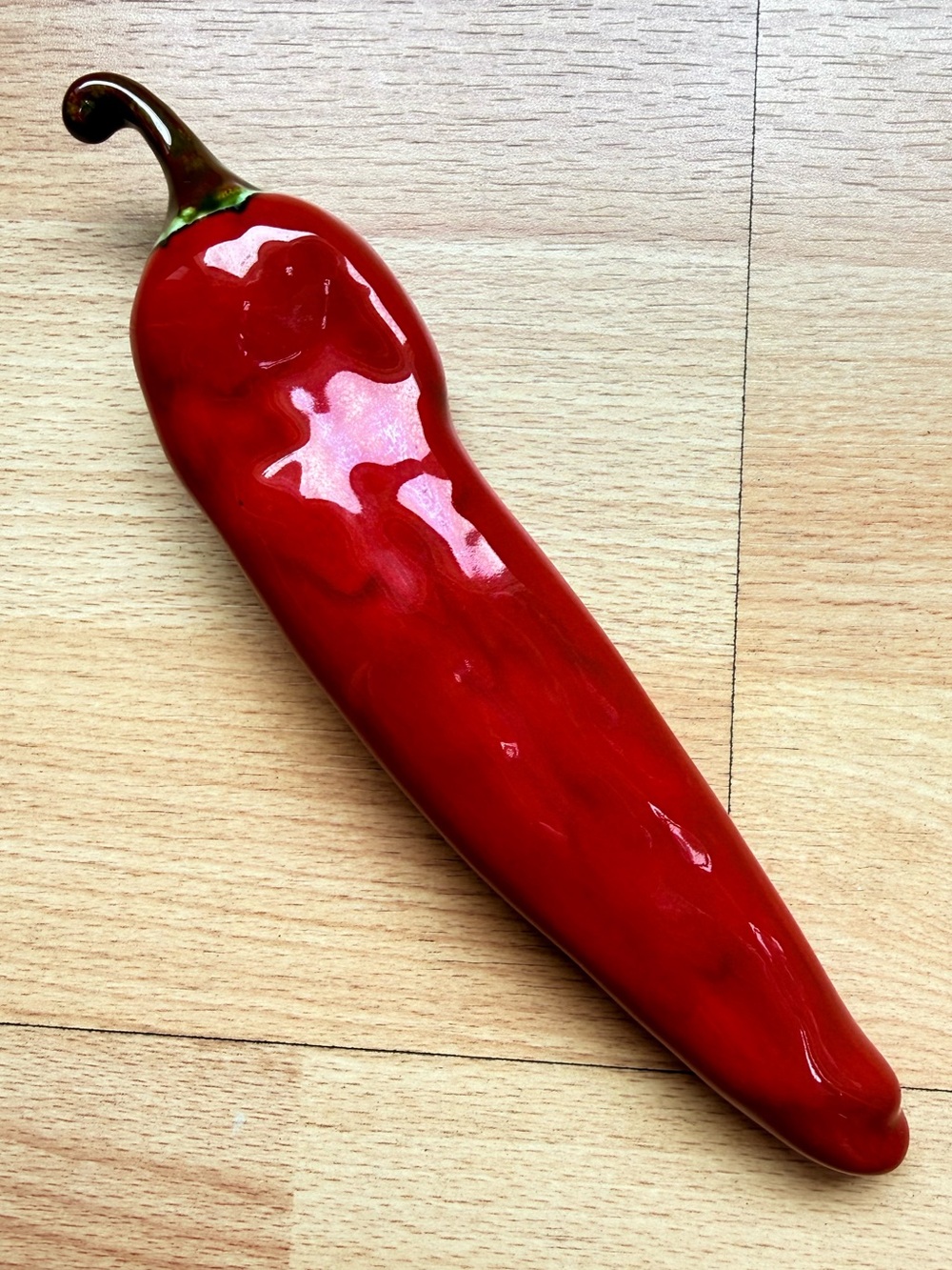 Vintage handmade ceramic hanging red pepper wall decor